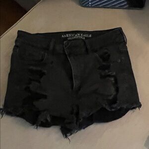 American Eagle Outfitters Black Distressed Jean Shorts